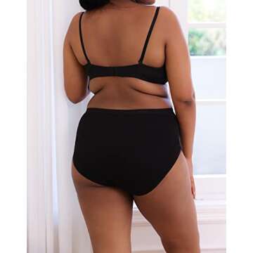INNERSY Plus Size M-5XL Big Curvy Woman Cotton Underwear High Waist Briefs 5-Pack(Black,3X-Large)
