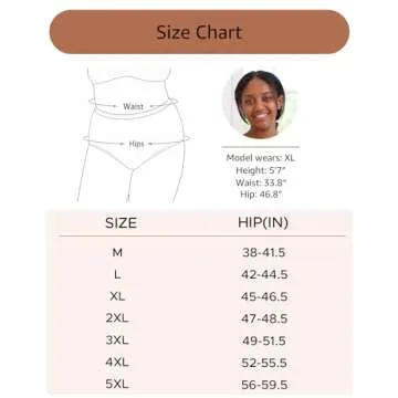 INNERSY Plus Size M-5XL Big Curvy Woman Cotton Underwear High Waist Briefs 5-Pack(Black,3X-Large)