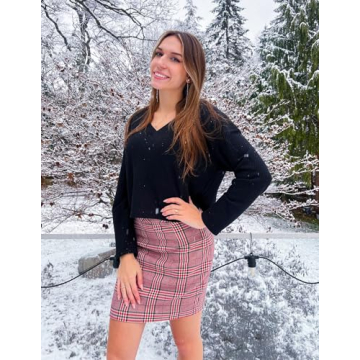 Zeagoo Women Waffle Knit Cropped Top Casual V Neck Long Sleeve Pullover Top Black Large