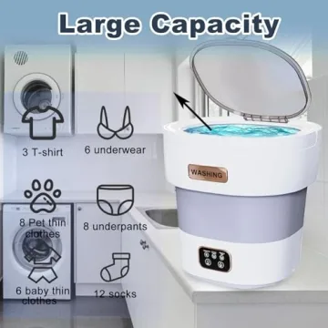 Mini Portable Washing Machine Small - 18L Portable Mini Washing Machine with Spin, Mini Lavadora Portatil Washer Foldable, Small Washing Machine Portable Used for Travel Grey [2024 Clean S+]