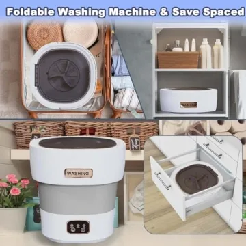 Mini Portable Washing Machine Small - 18L Portable Mini Washing Machine with Spin, Mini Lavadora Portatil Washer Foldable, Small Washing Machine Portable Used for Travel Grey [2024 Clean S+]