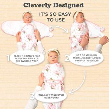 Bublo Baby Swaddle Sleep Sack with Zipper - Swaddles for Newborns - 3 Pack Organic Baby Swaddles for 0-3 Months - Infant Sleeping Swaddle Sack – Adjustable Swaddle Blanket Wrap Girl, Pink Floral