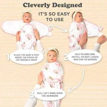 Bublo Baby Swaddle Sleep Sack with Zipper - Swaddles for Newborns - 3 Pack Organic Baby Swaddles for 0-3 Months - Infant Sleeping Swaddle Sack – Adjustable Swaddle Blanket Wrap Girl, Pink Floral