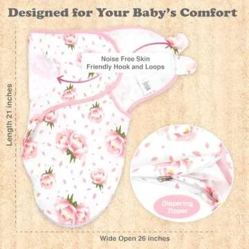 Bublo Baby Swaddle Sleep Sack with Zipper - Swaddles for Newborns - 3 Pack Organic Baby Swaddles for 0-3 Months - Infant Sleeping Swaddle Sack – Adjustable Swaddle Blanket Wrap Girl, Pink Floral