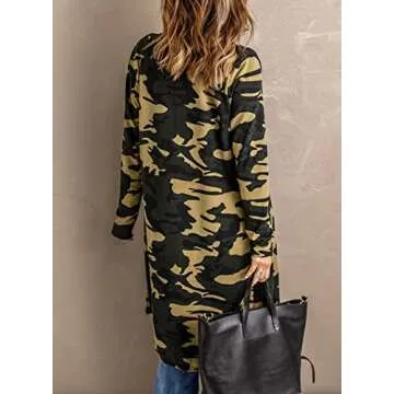 Stylish Elapsy Open Front Leopard Long Knit Cardigan