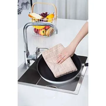 Microfiber Dish Towels - Soft, Super Absorbent and Lint Free Kitchen Towels - 8 Pack (Lattice Designed Camel Colors) - 26 x 18 Inch (Camel)