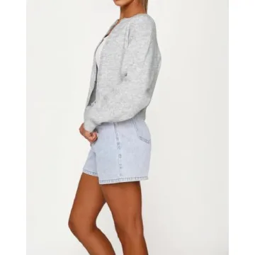 Light Heather Gray Crop Cardigan for Stylish Outfits
