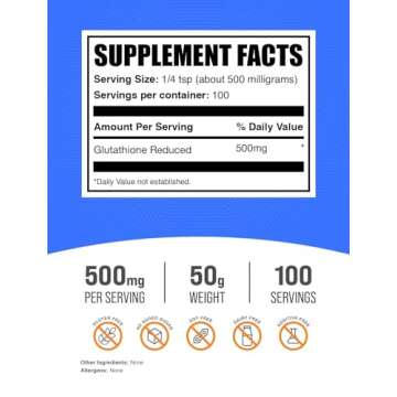 BulkSupplements.com Glutathione Reduced Powder - Antioxidant Booster for Optimal Health