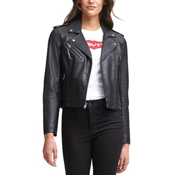 Levi's Faux Leather Moto Jacket for Women, Classic Black