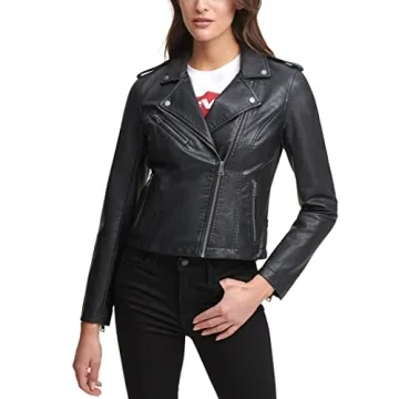Levi's Faux Leather Moto Jacket for Women, Classic Black
