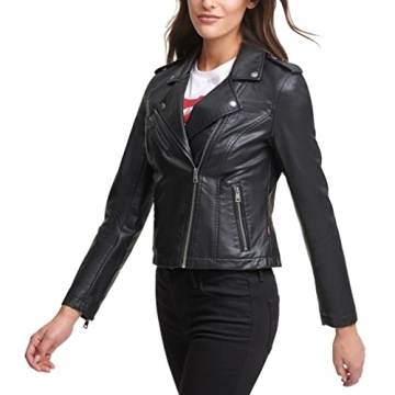 Levi's Faux Leather Moto Jacket for Women, Classic Black
