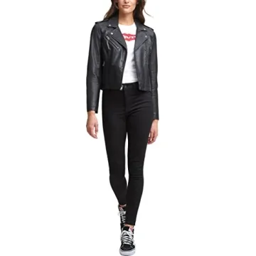 Levi's Faux Leather Moto Jacket for Women, Classic Black