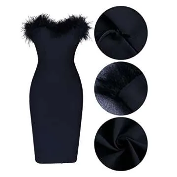 Whoinshop Elegant Off Shoulder Feather Bodycon Dress