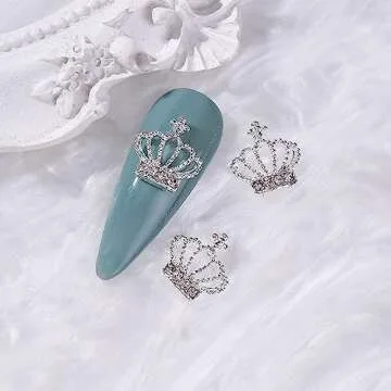 20pcs Alloy Crown Nail Charms - Hollow Out Shiny Gold & Silver Rhinestones for Exquisite 3D Nail Art Designs