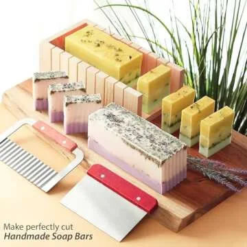 CraftZee Soap Molds for Soap Making - Soap Making Supplies with Soap Cutter Box, Silicone Mold, Wavy & Straight Cutter, Personalized Labels & 100 Soap Bags - Homemade DIY Kits for Adults