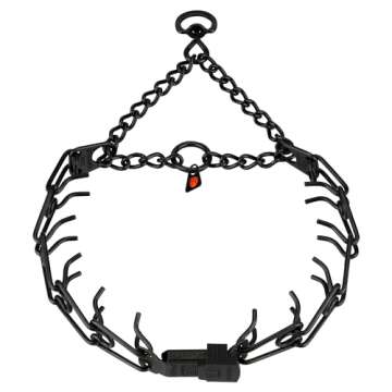 Herm Sprenger Black Stainless Steel Dog Collar with Centered Quick Release ClicLock Buckle Training ...