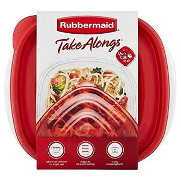 Rubbermaid TakeAlongs Deep Square Food Storage Containers, 5.2 cups, 8 pack (4 lids + 4 containers)