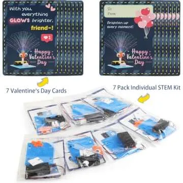 7 Pack STEM Kit Valentines Day Crafts Gifts for Kids School Classroom Bulk, Science Activities Class Valentine Gift from Teacher to Student, Circuit Craft Kits for Boys & Girls 8-12 6 8 9 10 Year Old
