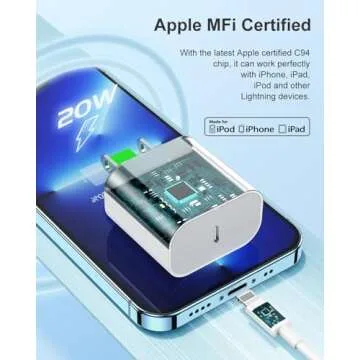 Susnwere 20W Fast Charging Adapter & USB-C Lightning Cables