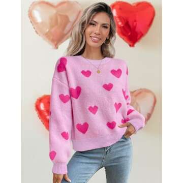 Libsorge Womens Oversized Cute Heart Valentines Day Sweater Spring Winter 2025 Trendy Ladies Dressy ...