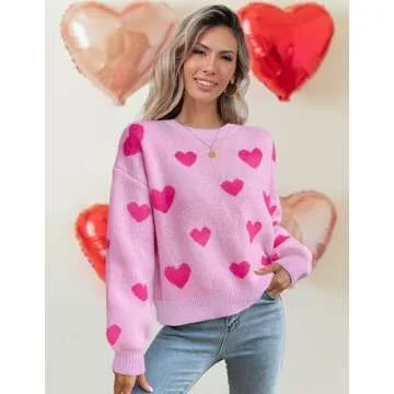 Libsorge Womens Oversized Cute Heart Valentines Day Sweater Spring Winter 2025 Trendy Ladies Dressy ...