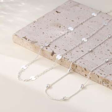 CAROVO Belly Waist Chain for Women 14K Silver Plated Layered Body Chains Boho Coin Bead Belly Chain Sexy Bikini Body Jewelry for Women Adjustable