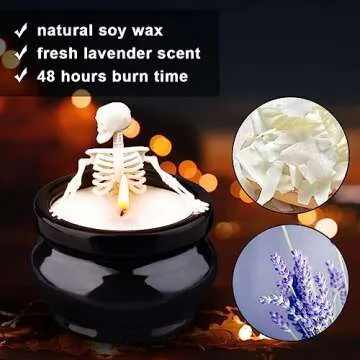 Skeleton Candle Halloween Decorations Indoor, Gothic Vintage Fall Home Decor for Farmhouse Room Apar...