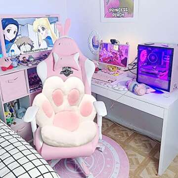 ELFJOY Comfy Chair Cushion Plush Cat Paw Cushion Kawaii Home Decor Cat Pillow for Office and Compute...