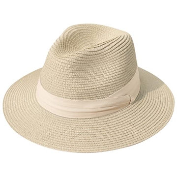 Stylish Lanzom Women Wide Brim Panama Hat for Summer