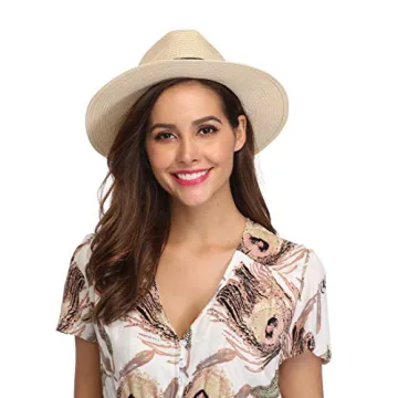 Stylish Lanzom Women Wide Brim Panama Hat for Summer