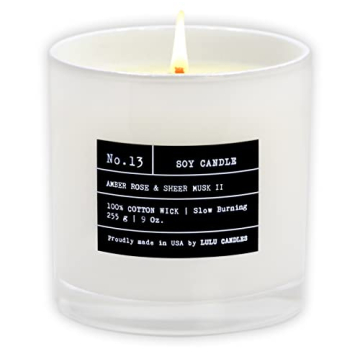 Lulu Amber Rose Sheer Musk Soy Candle - Luxurious Scented Candle