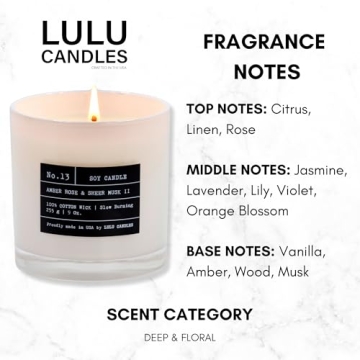 Lulu Amber Rose Sheer Musk Soy Candle - Luxurious Scented Candle