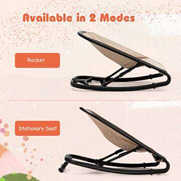 BABY JOY 2 in 1 Baby Bouncer, Portable Baby Rocker with 3-Point Harness, Folding Stationary Seat Infant Bouncer for Babies, Newborns (Beige)