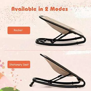 BABY JOY 2 in 1 Baby Bouncer, Portable Baby Rocker with 3-Point Harness, Folding Stationary Seat Infant Bouncer for Babies, Newborns (Beige)