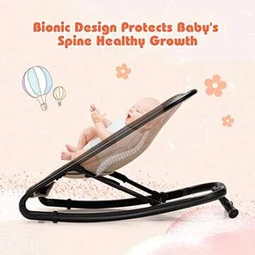 BABY JOY 2 in 1 Baby Bouncer, Portable Baby Rocker with 3-Point Harness, Folding Stationary Seat Infant Bouncer for Babies, Newborns (Beige)