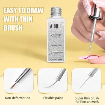 AIBRIT Gel Liner Art Polish Set - 4 Colors for DIY