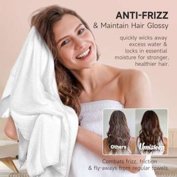 Umisleep Extra Large Microfiber Hair Towel for Curly Hair