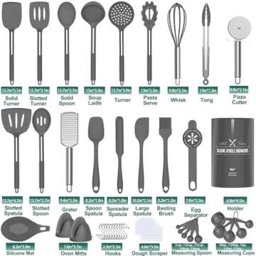 Umite Chef Silicone Kitchen Cooking Utensil Set, 43 pcs Silicone Spatula with Stainless Steel Handle...