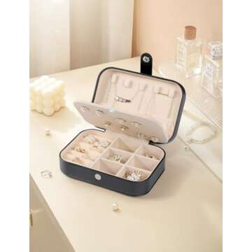 SLOZO Travel Jewelry Box,Upgraded Travel Jewelry Case,Portable Jewelry Boxes for Women,PU Leather Je...