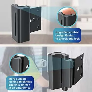 Door Reinforcement Lock Withstands 800lbs of Force - Black Extra Child Proof Door Lock with 8 Screws Prevents Unauthorized Entry,Add a Door Security Lock for Home Safety & Privacy