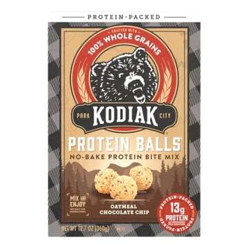 Kodiak Cakes Oatmeal Protein Ball Mix, Chocolate Chip, High Protein, 100% Whole Grains, (Pack of 6)
