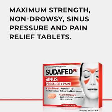 Sudafed PE Sinus Pressure + Pain Relief Tablets, Maximum Strength, Non-Drowsy, 24 ct