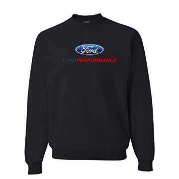 Tee Hunt Ford Performance Crew Neck Sweatshirt Ford Mustang GT ST Racing Black Medium