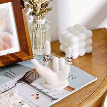 PUDDING CABIN Valentine's Day Gifts For Her Him Hand Ring Holder - I LOVE YOU -Wedding Ring Stand Ri...