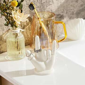 PUDDING CABIN Valentine's Day Gifts For Her Him Hand Ring Holder - I LOVE YOU -Wedding Ring Stand Ring Display Decor, Birthday Engagement Wedding Gifts For Women, Men, Couple, Room Desk Decor