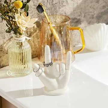 PUDDING CABIN Valentine's Day Gifts For Her Him Hand Ring Holder - I LOVE YOU -Wedding Ring Stand Ring Display Decor, Birthday Engagement Wedding Gifts For Women, Men, Couple, Room Desk Decor