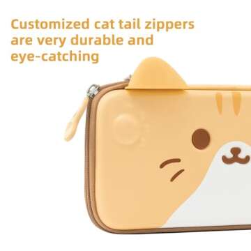 GeekShare Cat Ears Carry Case Compatible with Switch/Switch OLED - Portable Hardshell Slim Travel Carrying Case fit Switch Console & Game Accessories (Yellow, Small)