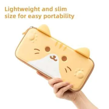 GeekShare Cat Ears Carry Case Compatible with Switch/Switch OLED - Portable Hardshell Slim Travel Carrying Case fit Switch Console & Game Accessories (Yellow, Small)