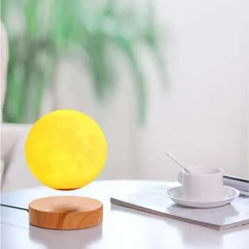 VGAzer Levitating Moon Lamp,Floating and Spinning in Air Freely with 3D Printing LED Moon Lamp Has 20 Modes for Unique Gifts,Room Decor,Night Light,Office Desk Toys (Wooden Base 16 Colors)