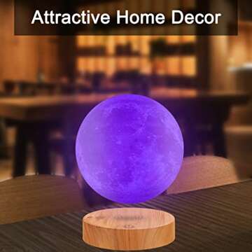VGAzer Levitating Moon Lamp,Floating and Spinning in Air Freely with 3D Printing LED Moon Lamp Has 20 Modes for Unique Gifts,Room Decor,Night Light,Office Desk Toys (Wooden Base 16 Colors)